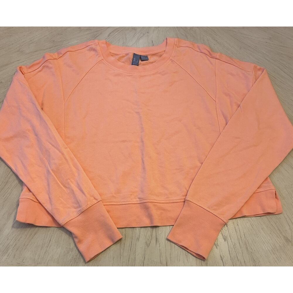 Sweaty Betty Crop Sweatshirt ORANGE Sz L/12 Coral Cotton Soft Cozy Active Gym - Picture 3 of 10